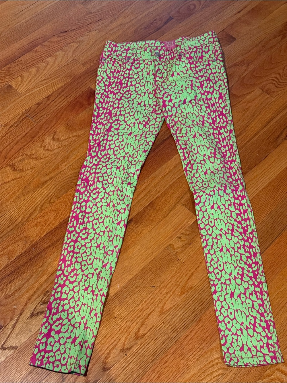 Y2K Tripp NYC Neon Pink & Lime Animal Print Skinny Jeans 25M